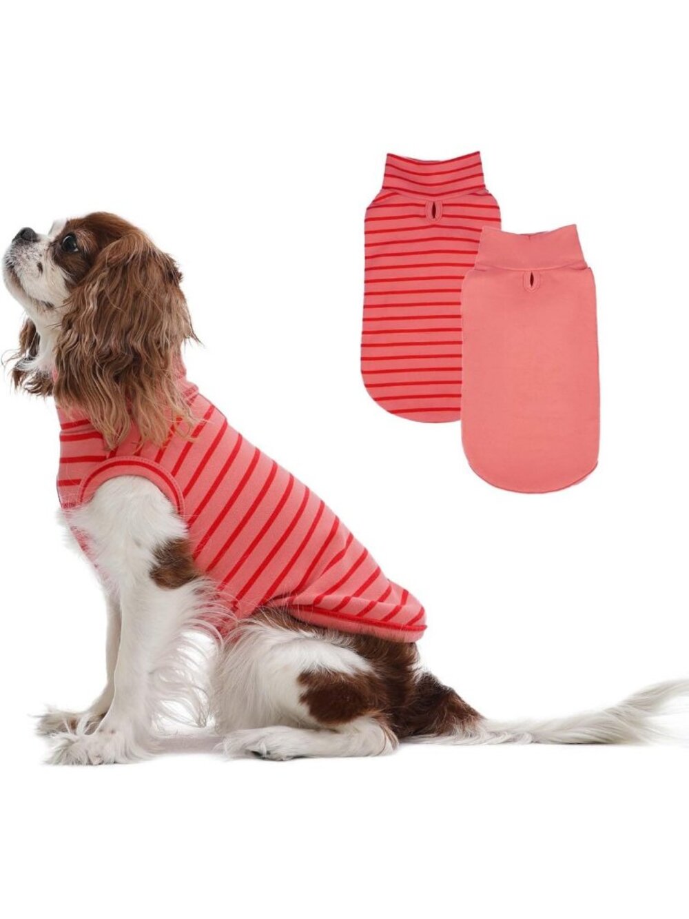 Cozy 2-Pack Fleece Dog Sweaters, Striped Winter Vests, Pink, Small Size